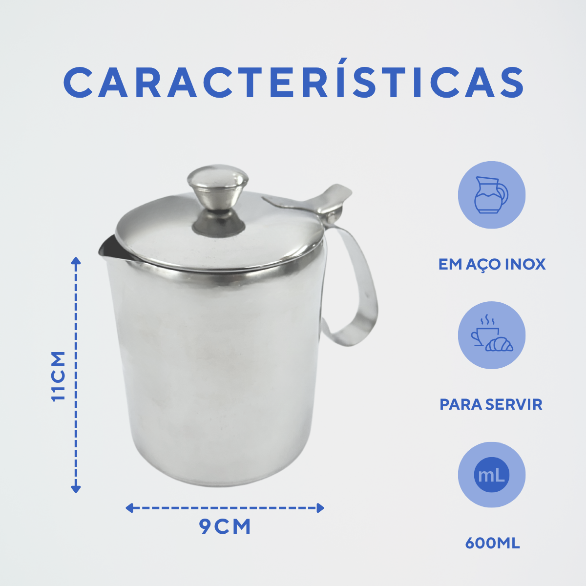 Leiteira em Aço Inox 600ml - A Gourmet