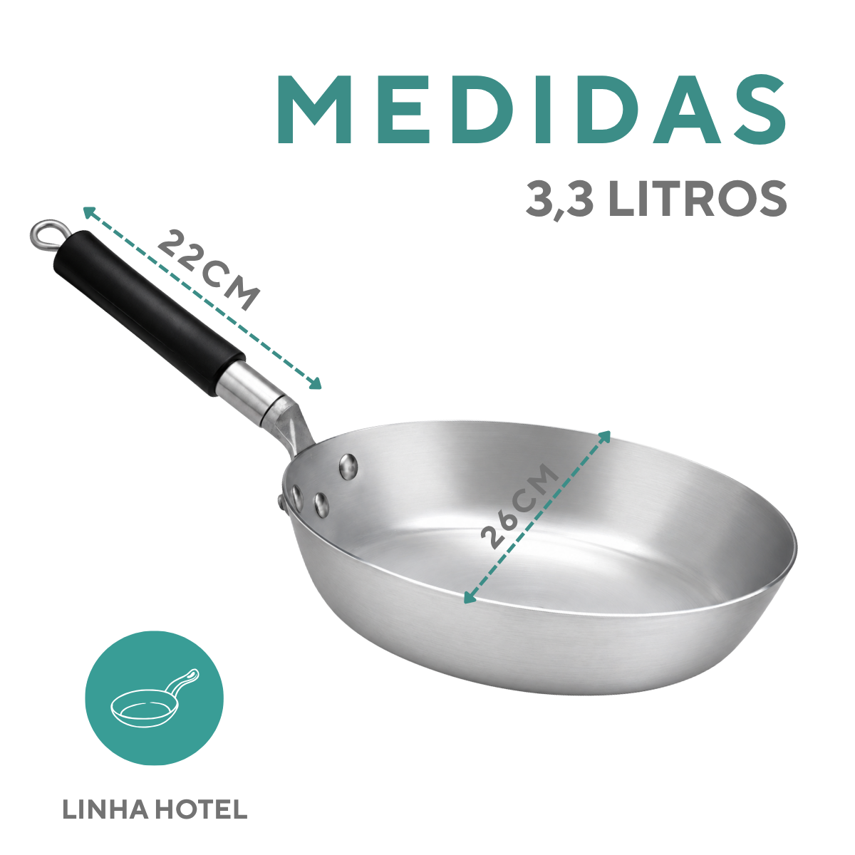 Frigideira Hotel Antiaderente Cabo Baquelite N26 – Alumínio