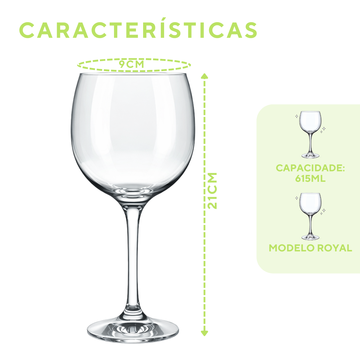 Taça Vidro Royal 615ml Vinho