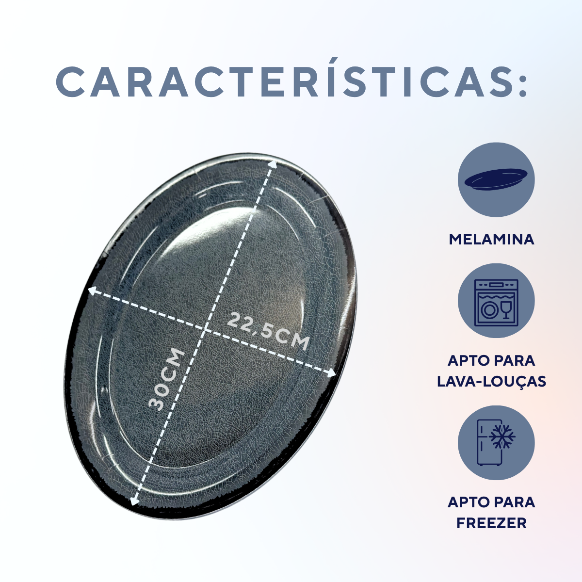 Travessa Oval Chumbo M de Melamina - A Gourmet