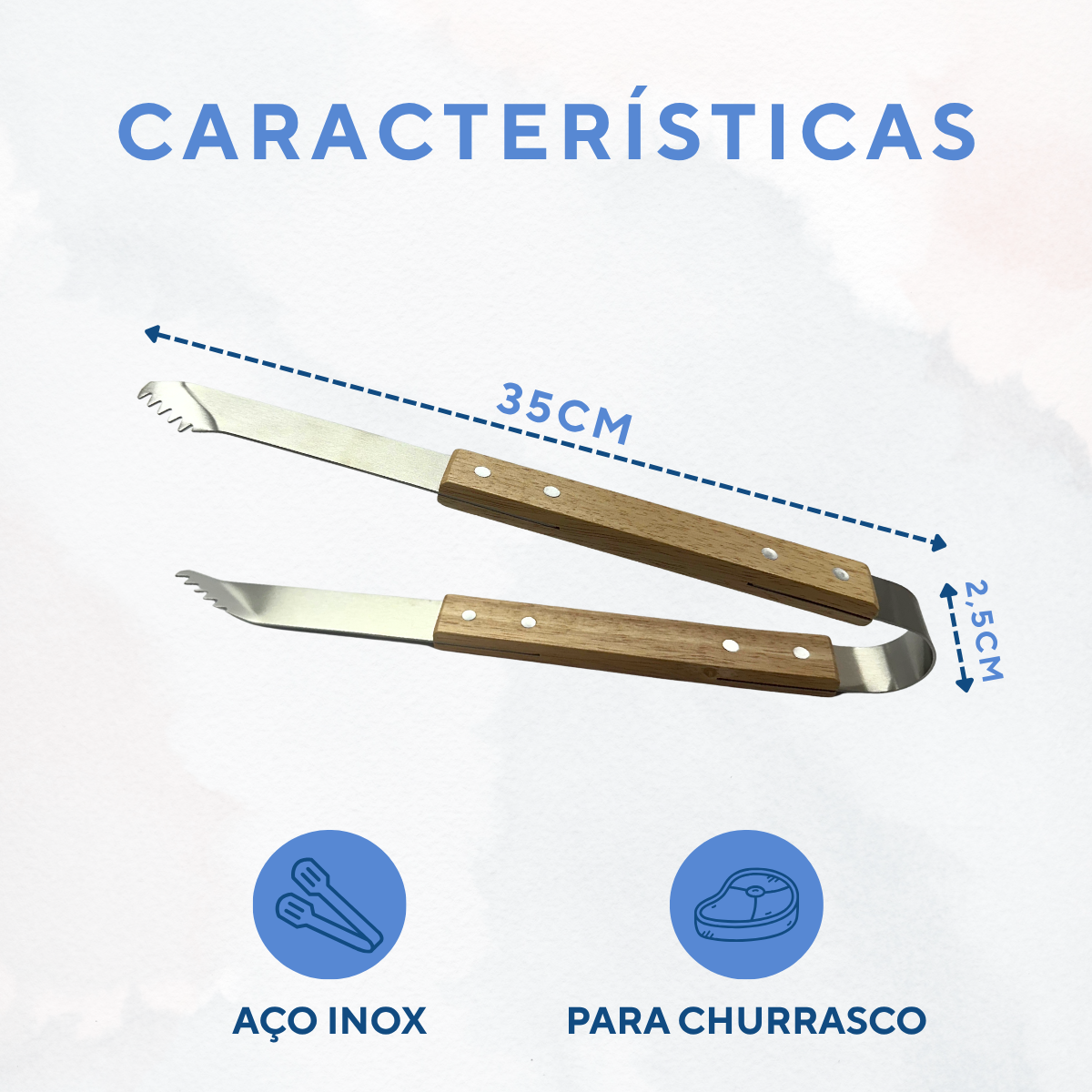 Pegador Churrasco Aço Inox Cabo Madeira