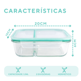 POTE HERMETICO VIDRO 2 DIVISORIAS