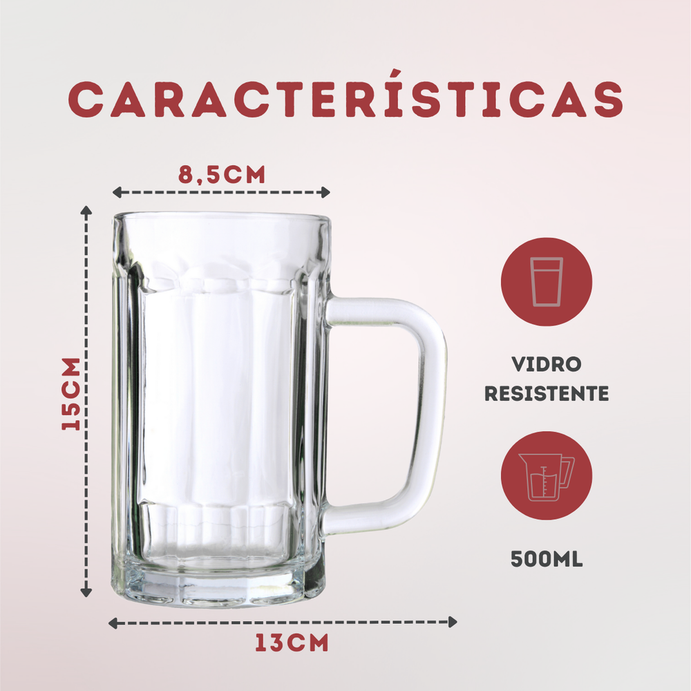 Caneca Chopp 500ml Vidro - A Gourmet