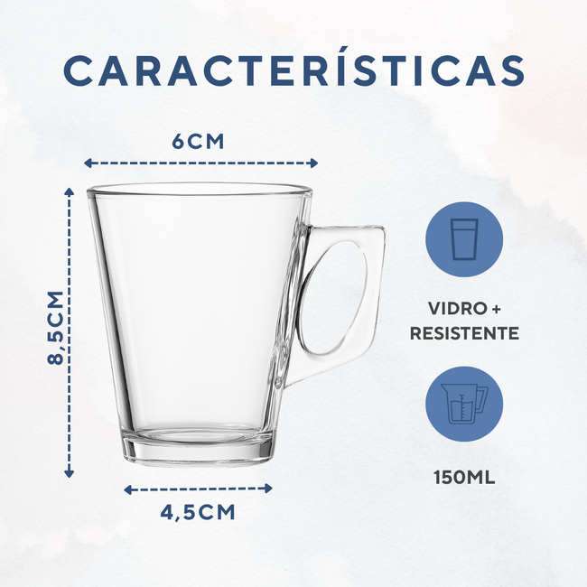 Caneca Cappuccino 140ml Experience Vidro Elegante Main Image