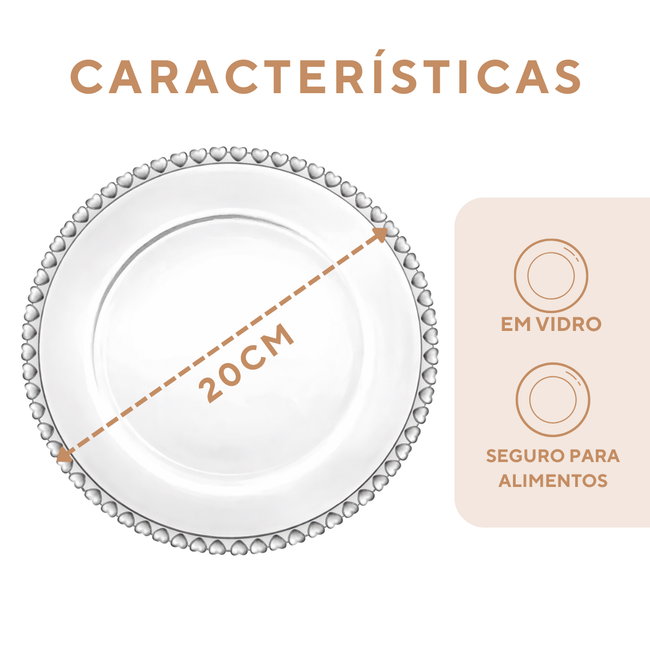 Prato de Sobremesa Coração em Vidro Main Image