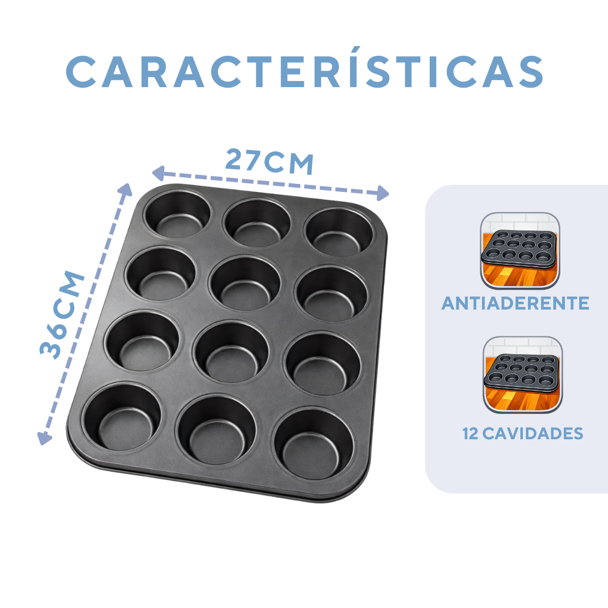 Forma de Cupcake Antiaderente 12 Cavidades