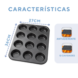 Forma de Cupcake Antiaderente 12 Cavidades