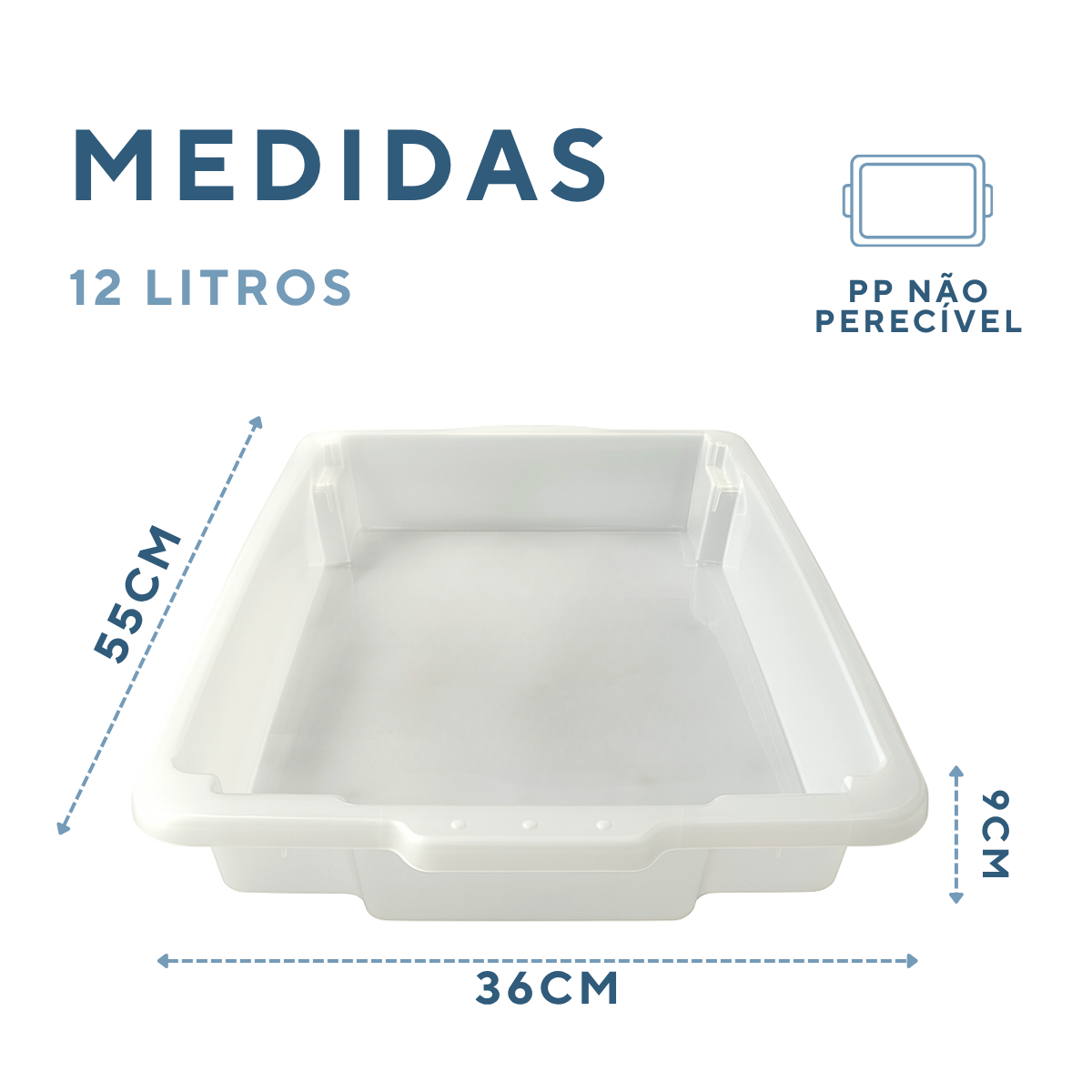 Caixa Multiuso C/Tampa 12 Litros Polipropileno