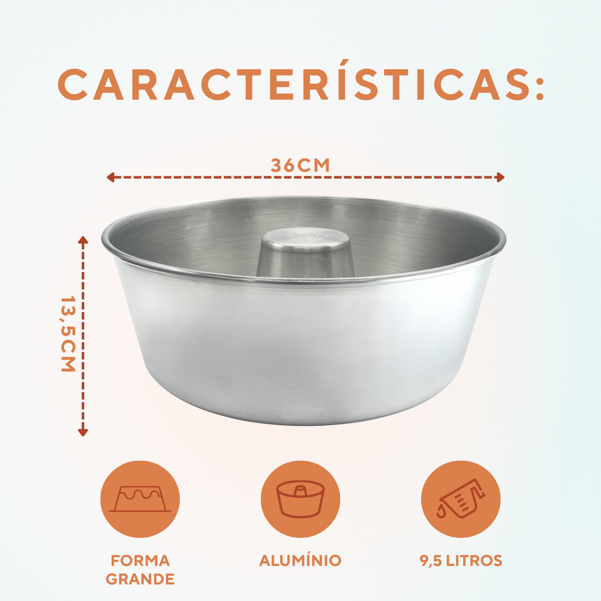 Forma alumínio redonda 9,5L