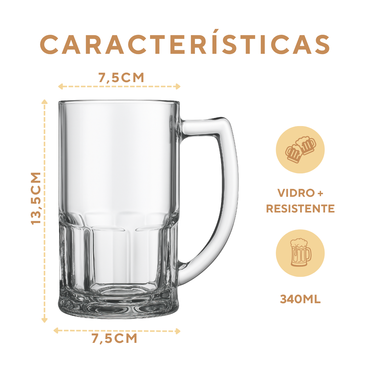 Caneca Chopp Vidro 340ml