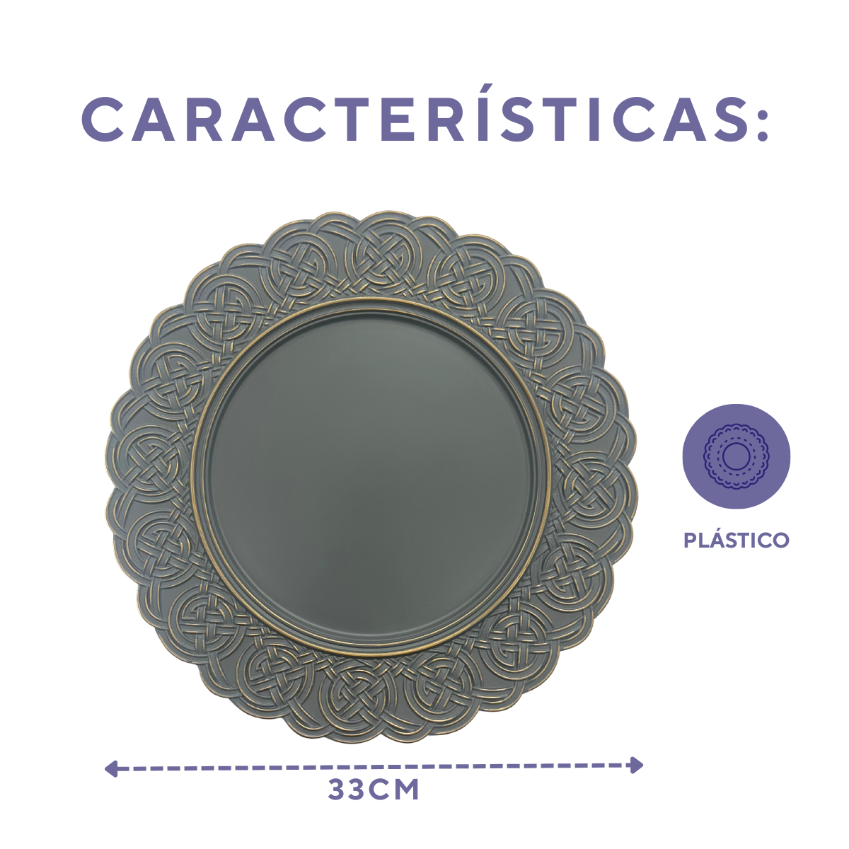 Sousplat cinza elegante