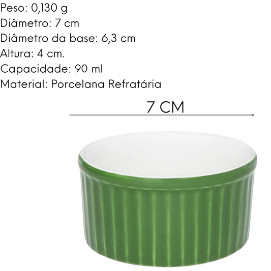 Ramequim de 90ml Verde em Porcelana Refrataria Oxford