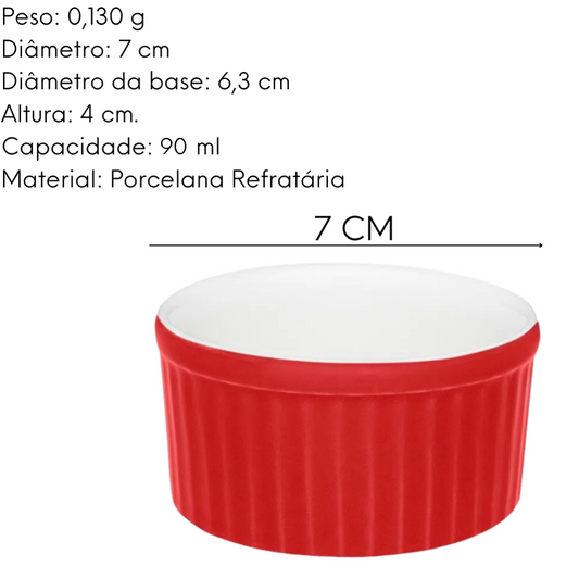 Ramequim de 90ml Vermelho em porcelana Oxford