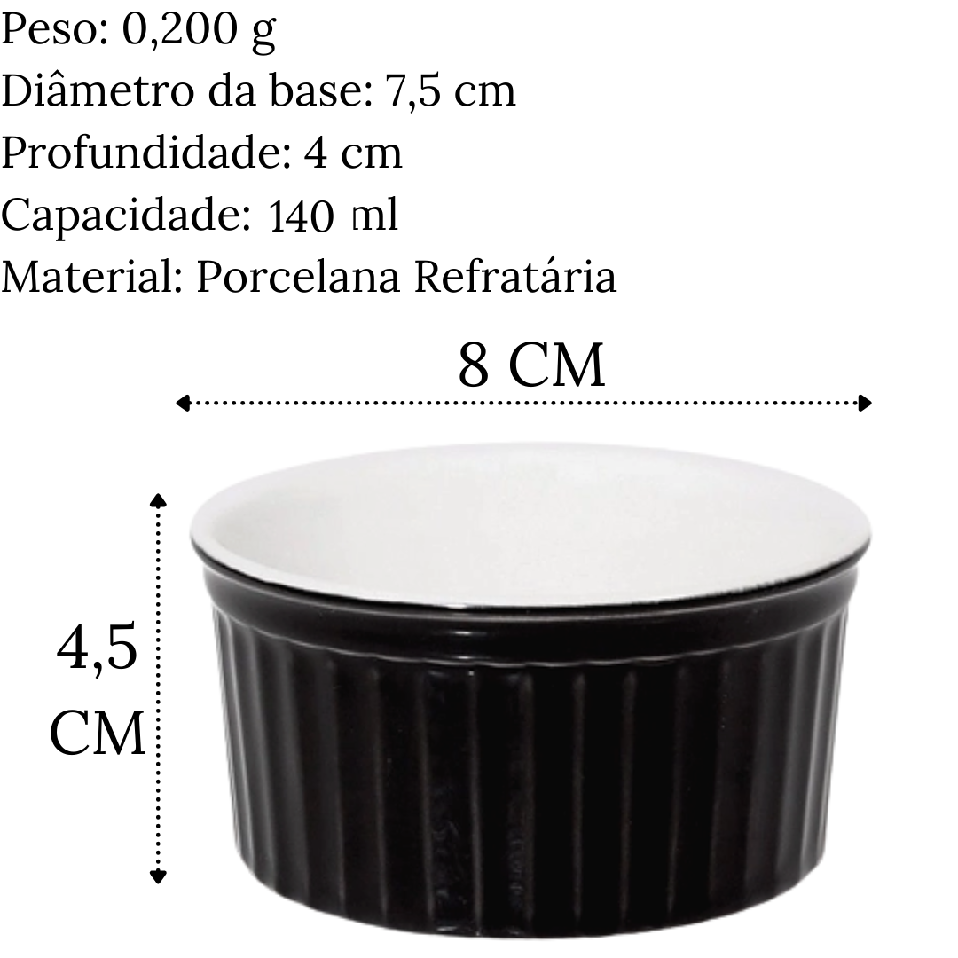 Ramequim 140ml Preto em Porcelana Refrataria Oxford