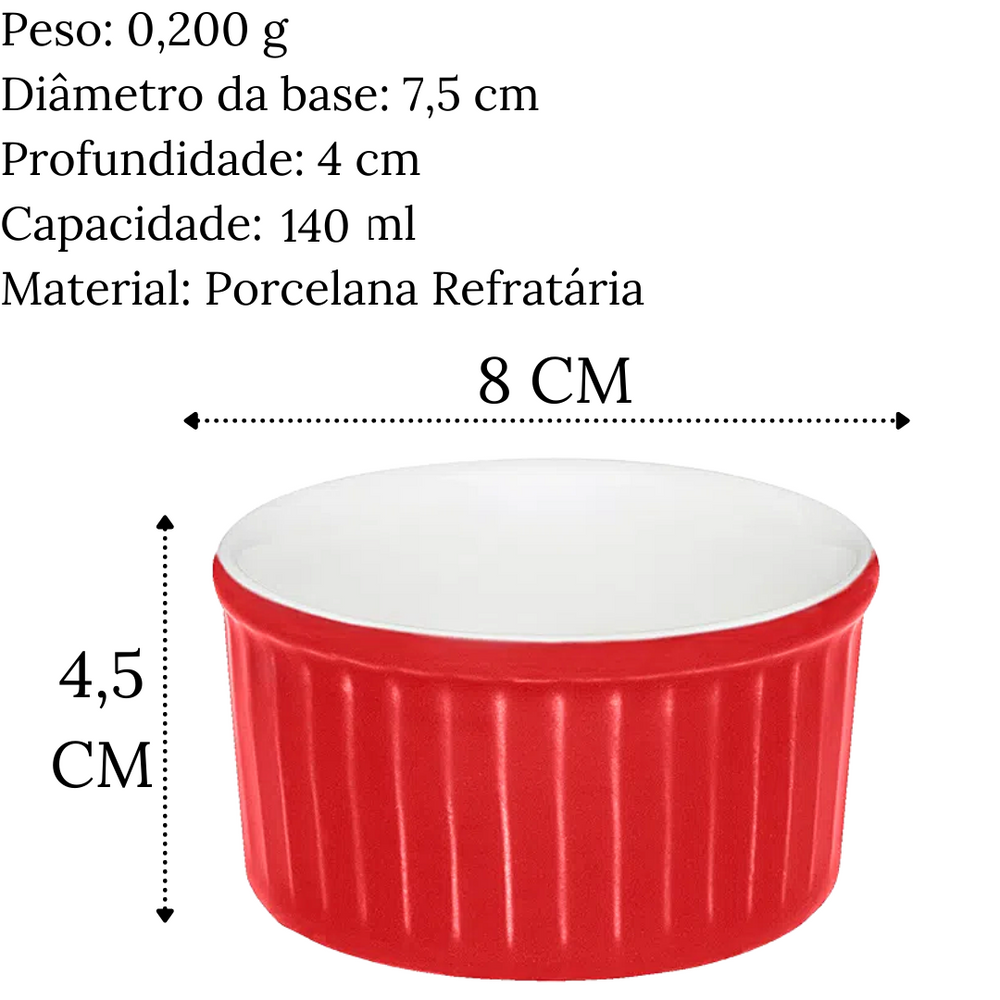 Tigela Ramequim 140ml Vermelho em porcelana Oxfrod Oxford