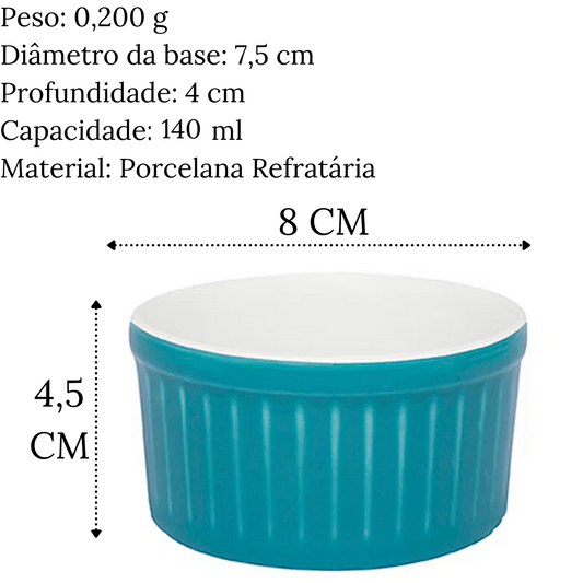 Ramequim de 140ml Azul em Porcelana Refrataria Oxford