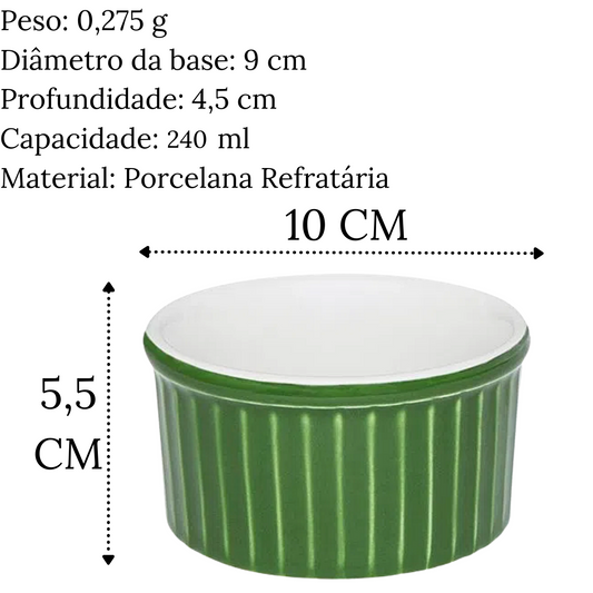 Ramequim de 240ml Verde em Porcelana Oxford