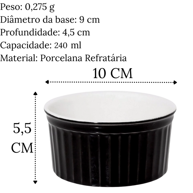 Ramequim Preto 240ml em Porcelana Refrataria Oxford Main Image
