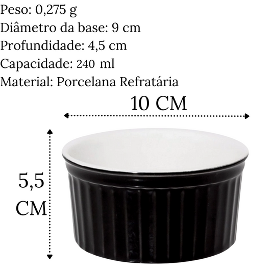 Ramequim Preto 240ml em Porcelana Refrataria Oxford