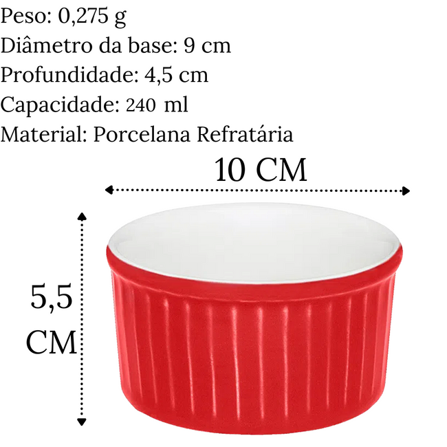 Ramequim de Porcelana Vermelho 240ml Oxford Main Image