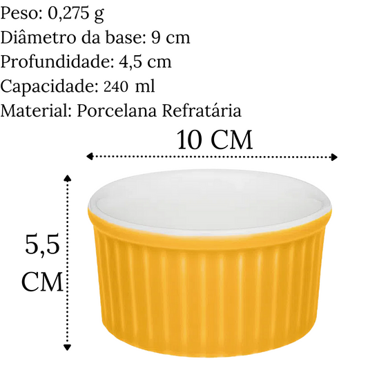 Ramequim de 240ml Amarela Porcelana Refrataria Oxford