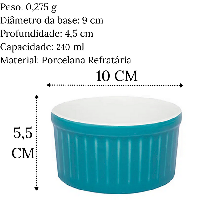 Ramequim azul de 240ml em Porcelana Refrataria Main Image