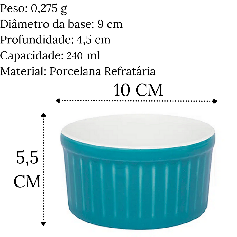 Ramequim azul de 240ml em Porcelana Refrataria Oxford