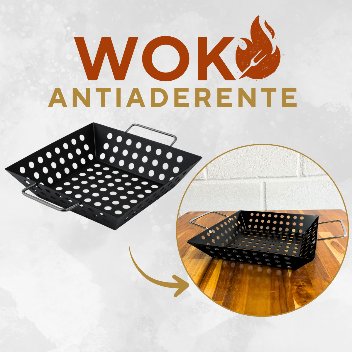 Assadeira Wok Quadrada Churrasco