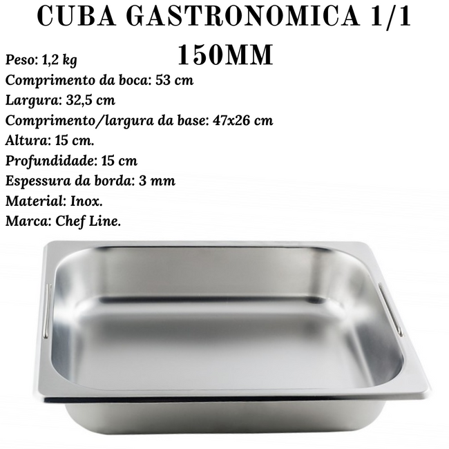 Cuba Gastronómica em Aço inox 201 C/ Alça 1/1 150mm Main Image