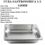 Cuba Gastronomica Aço Inox C/ Alça 150mm Cheff Line