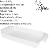 Travessa Refratario Rasa 2,5L Branca C/Alça Oxford Oxford