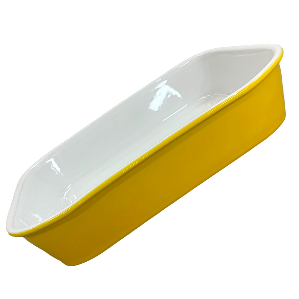 Travessa Refrataria Bake Médio Branco e Amarelo 1,5L Oxford