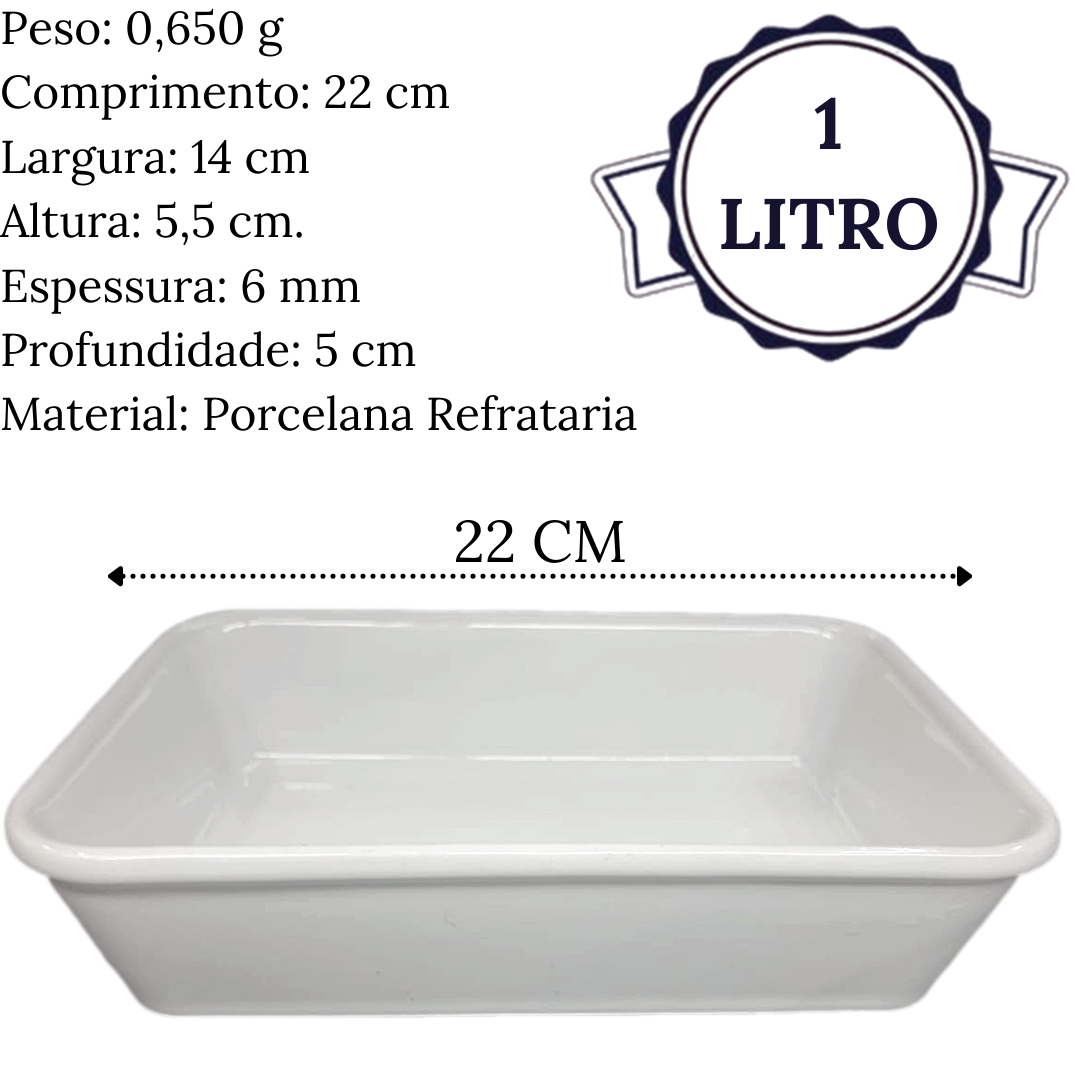 Travessa Refrataria Bake Pequena Branca 1L Oxford