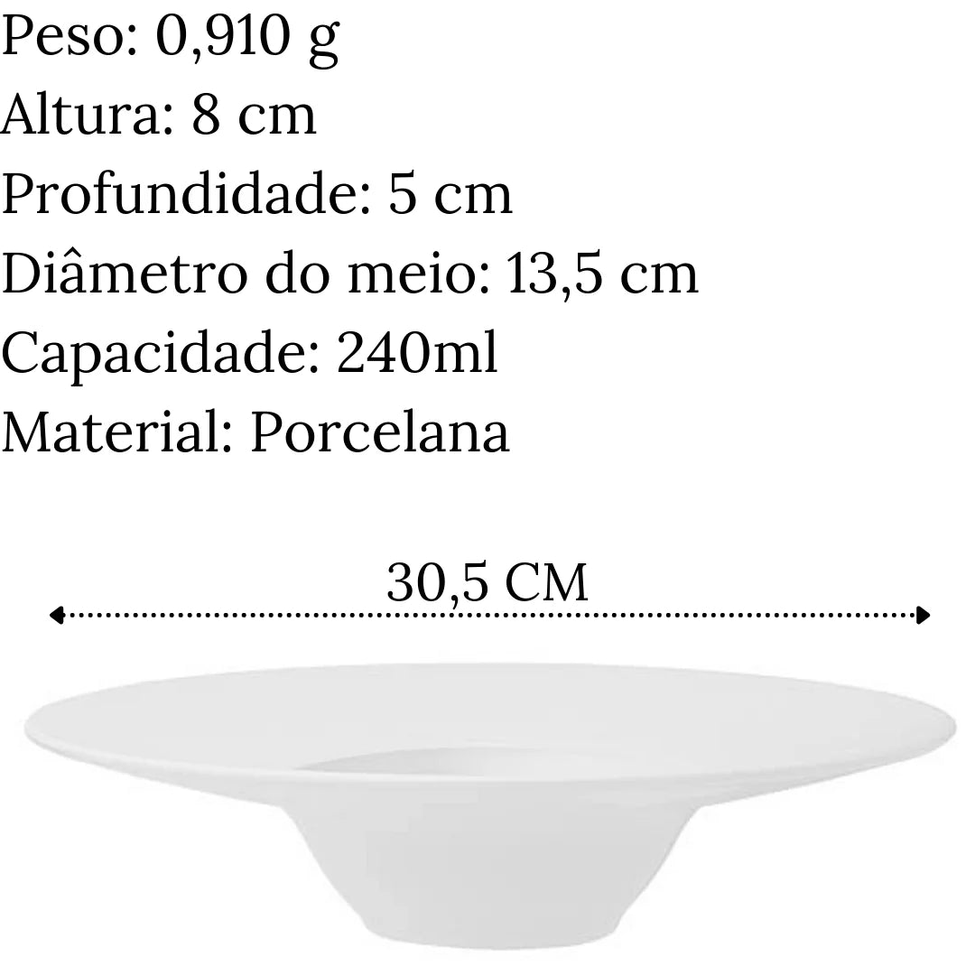Conjunto de 6 Prato de entrada fundo 240ml chapéu - A Gourmet