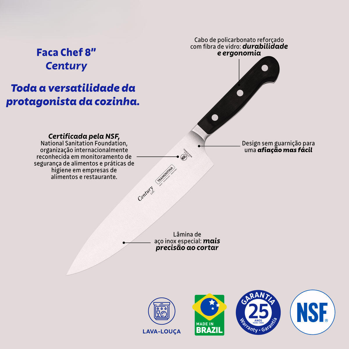 Faca Chef Century 8°