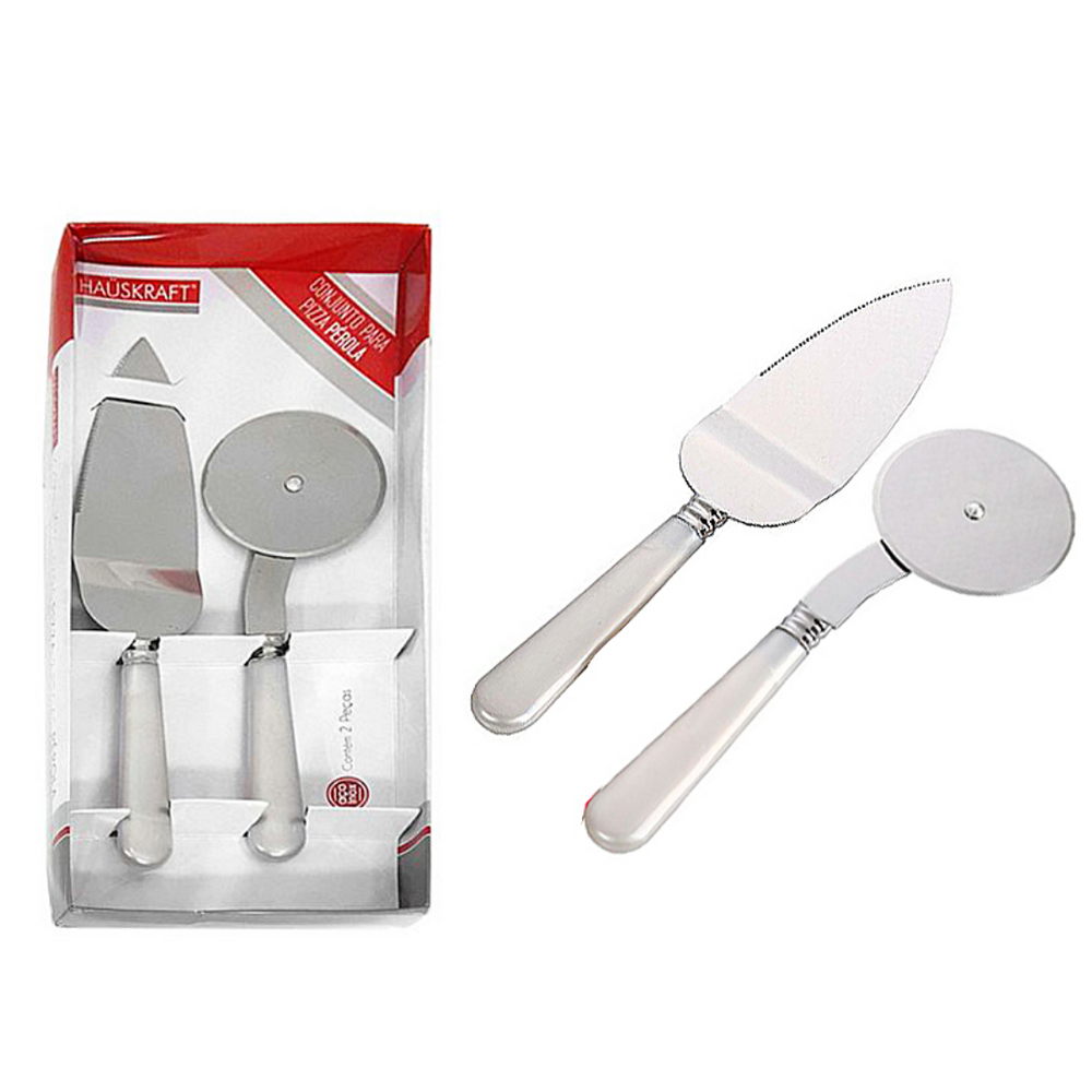 Conjunto 2 Peças Cortador e Espátula P/Pizza Pérola Hauskraft