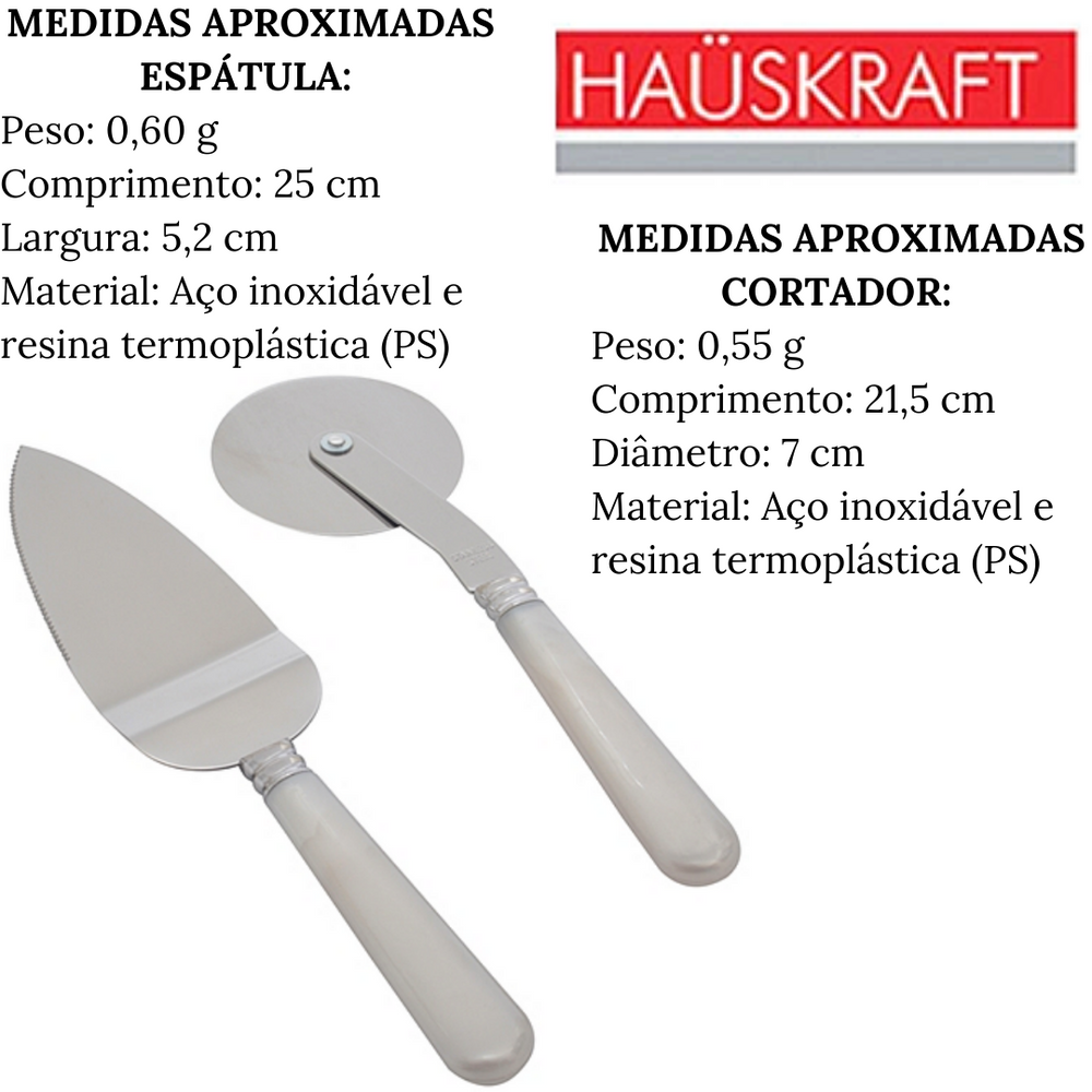 Conjunto 2 Peças Cortador e Espátula P/Pizza Pérola Hauskraft