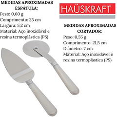 Conjunto 2 Peças Cortador e Espátula P/Pizza Pérola Hauskraft