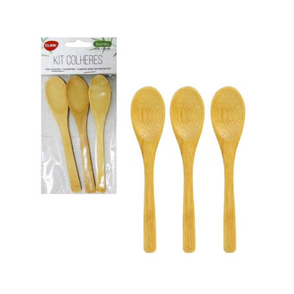 Conjunto 3 Mini Colher de Bambu Clink