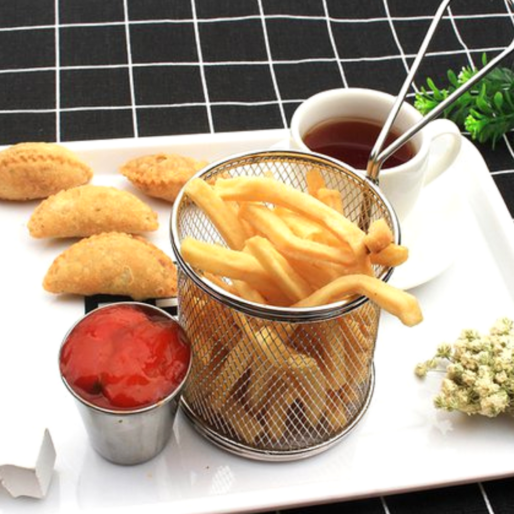 Mini Cesto Redondo Com Alça em Metal Cromado Clink