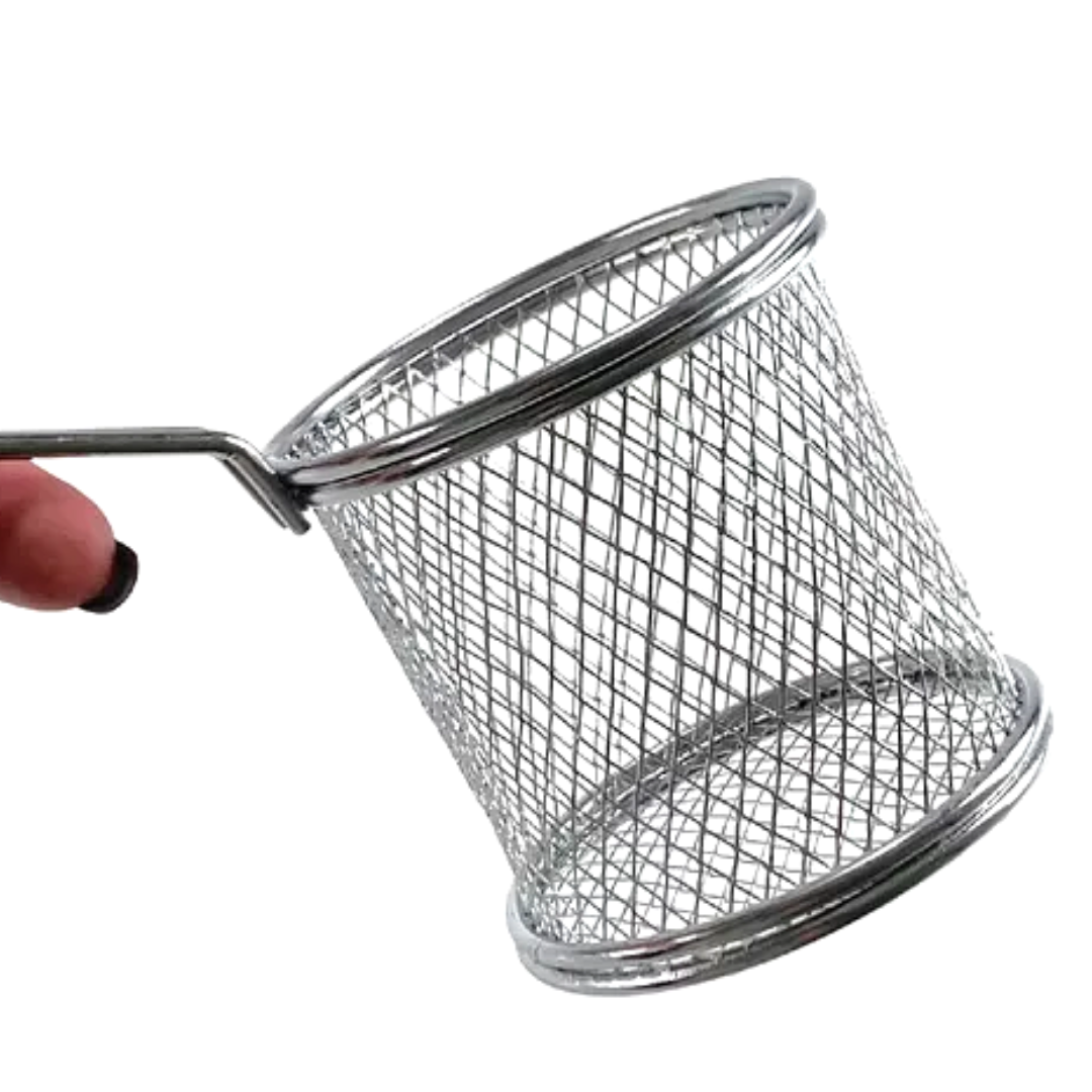 Mini Cesto Redondo Com Alça em Metal Cromado Clink