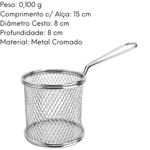 Mini Cesto Redondo Com Alça em Metal Cromado Clink