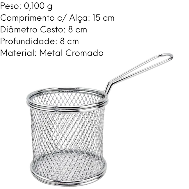 Mini Cesto Redondo Com Alça em Metal Cromado Main Image