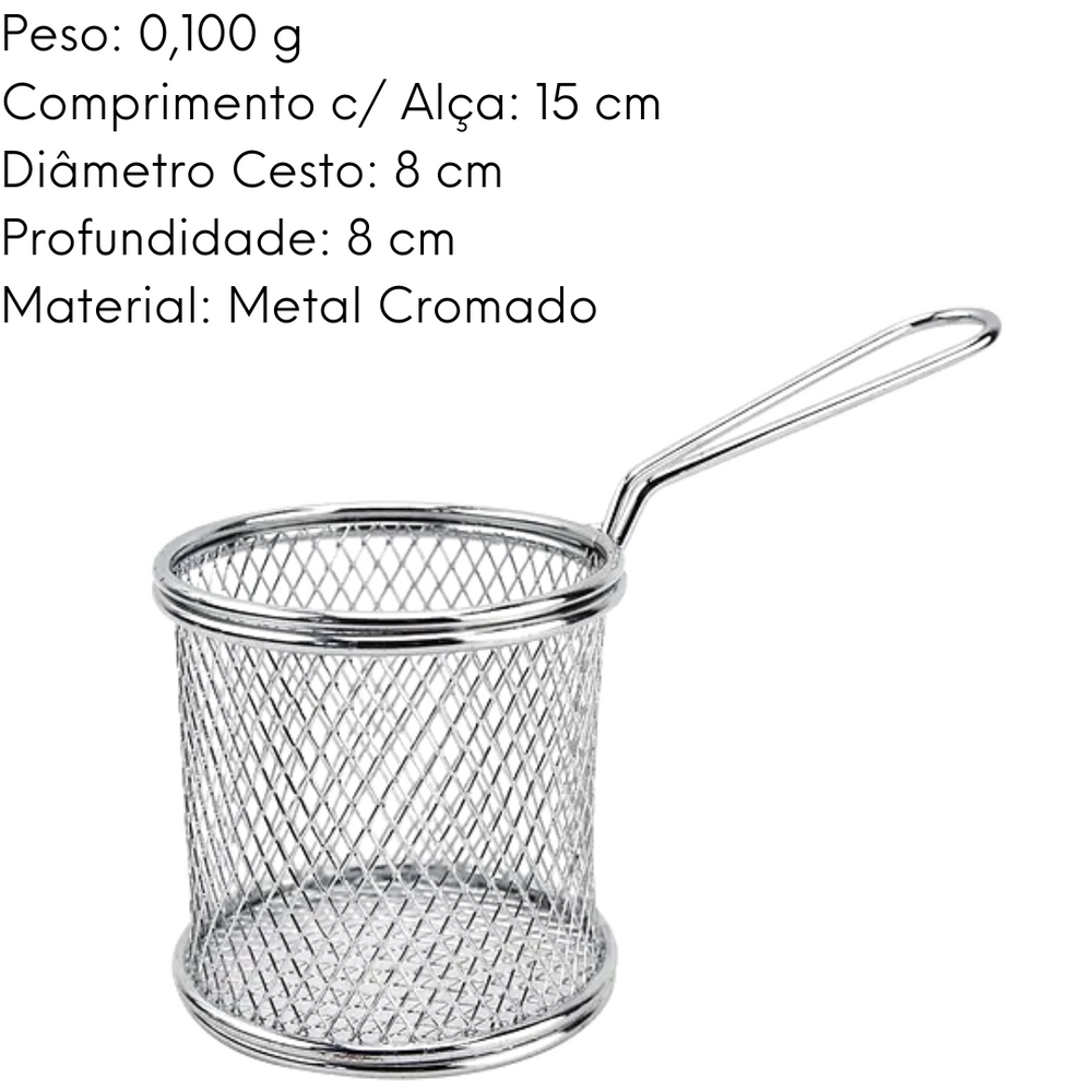 Mini Cesto Redondo Com Alça em Metal Cromado Clink