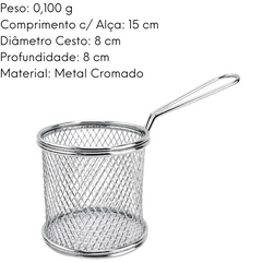 Mini Cesto Redondo Com Alça em Metal Cromado