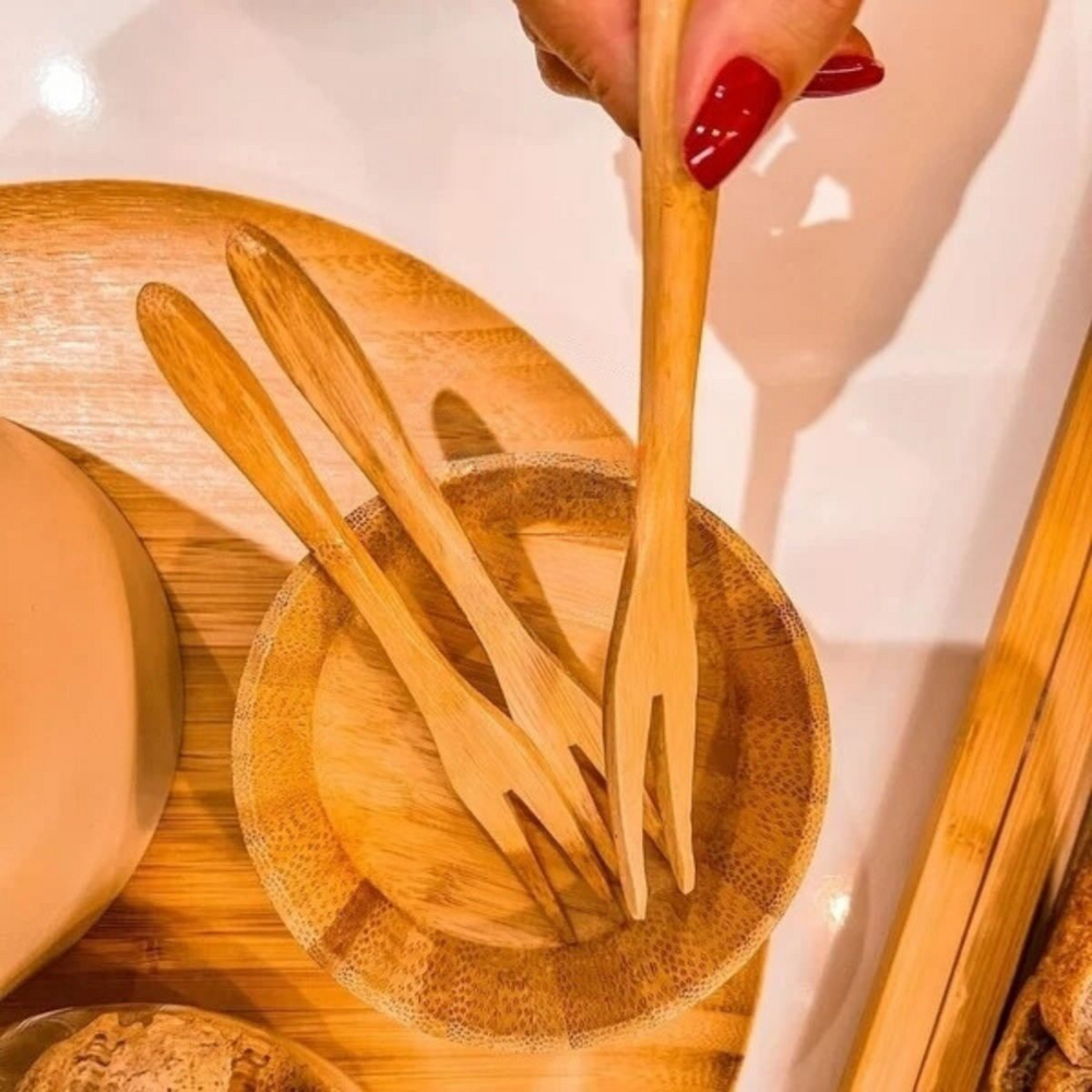 Conjunto 3 Garfinhos de Bambu Petiscos Clink