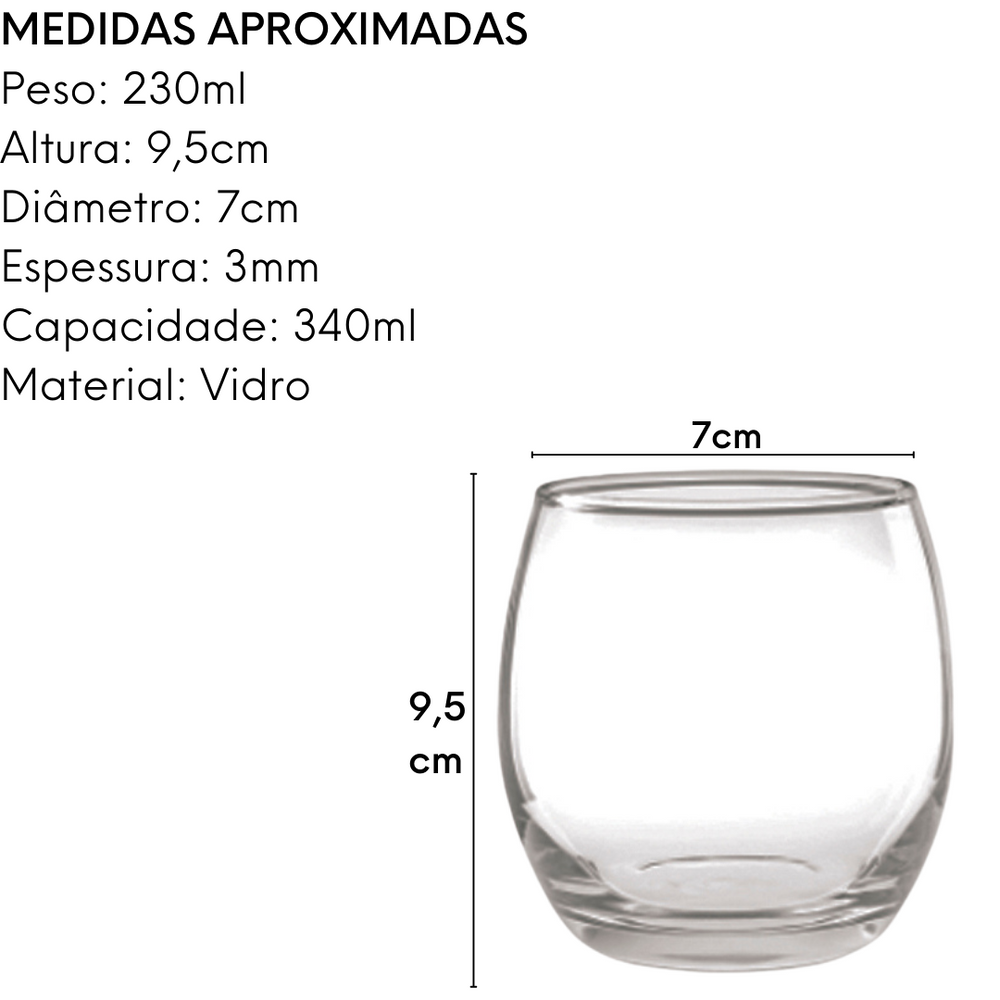 Copo de Vidro Mikonos Cristar Rocks de Vidro 340ml Class Home