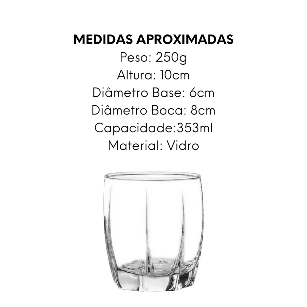 Copo de Vidro Amadeu Rocks Cristar 350ml Class Home