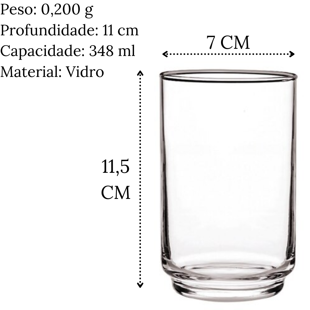 Copo Alto Alegro de Vidro 350ml Class Home