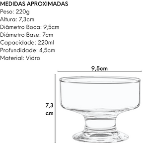 Tigela Lexington 222ml em Vidro Sobremesas Class Home